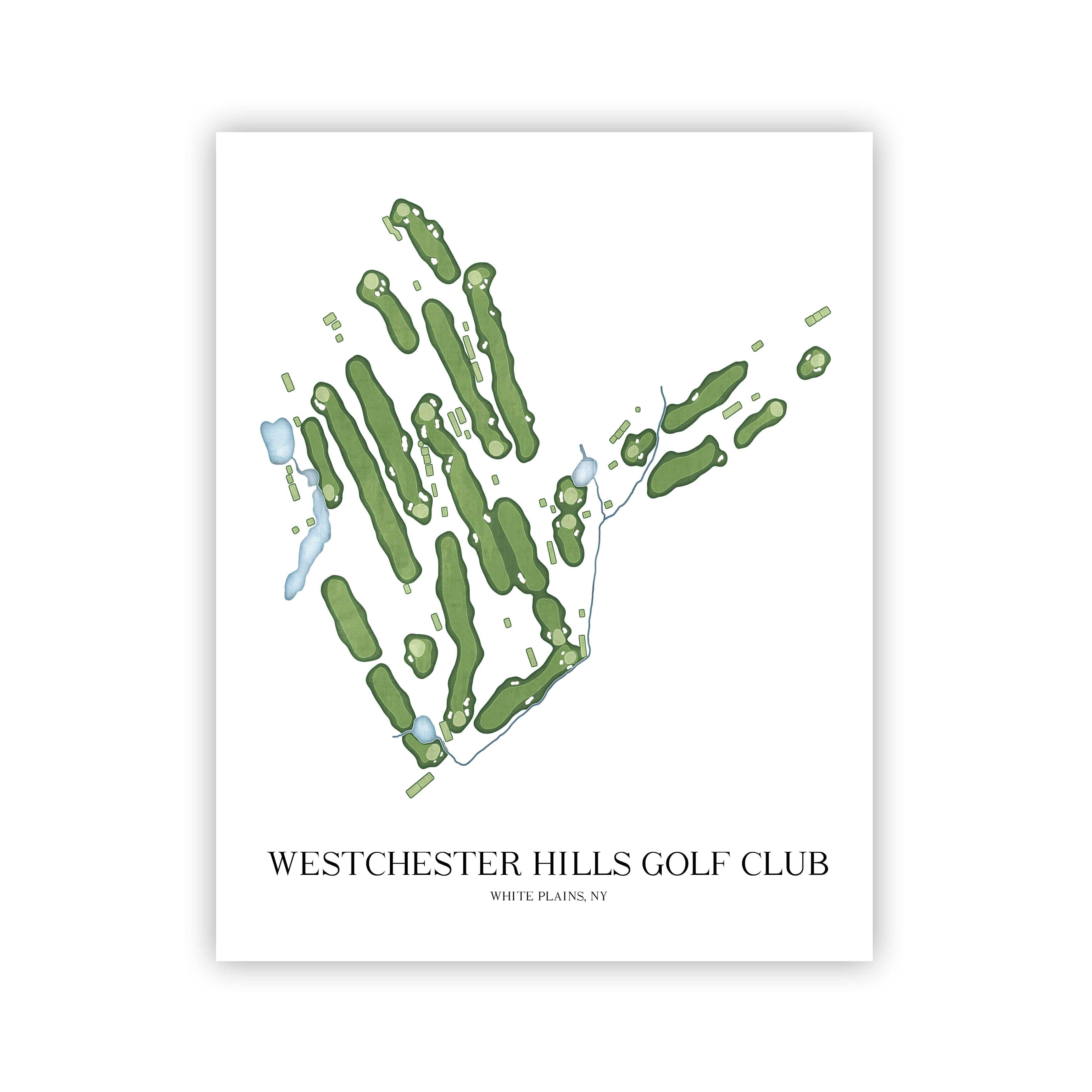 The 19th Hole Golf Shop - Golf Course Prints -  Westchester Hills Golf Club Golf Course Map Golf Map