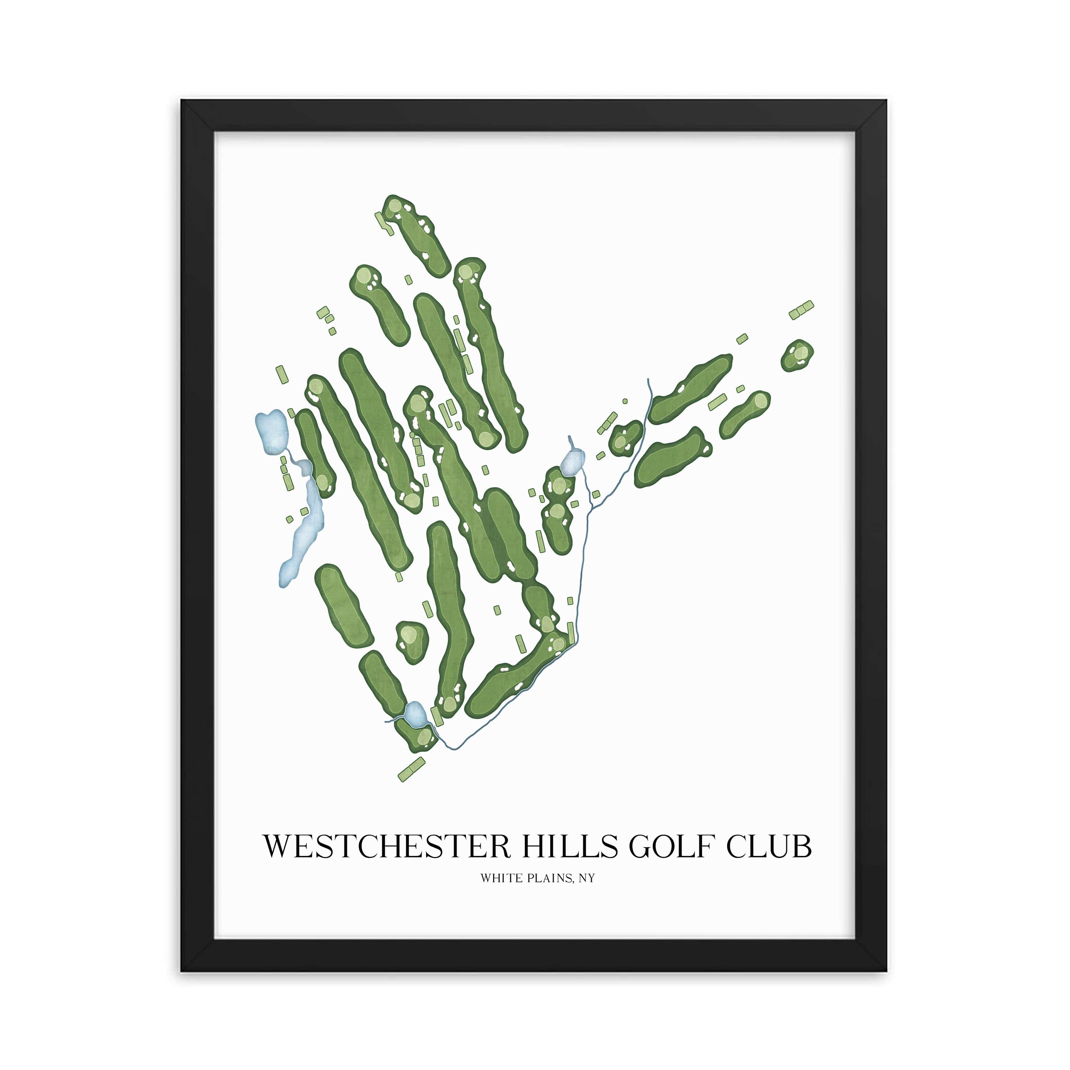 The 19th Hole Golf Shop - Golf Course Prints -  Westchester Hills Golf Club Golf Course Map Golf Map