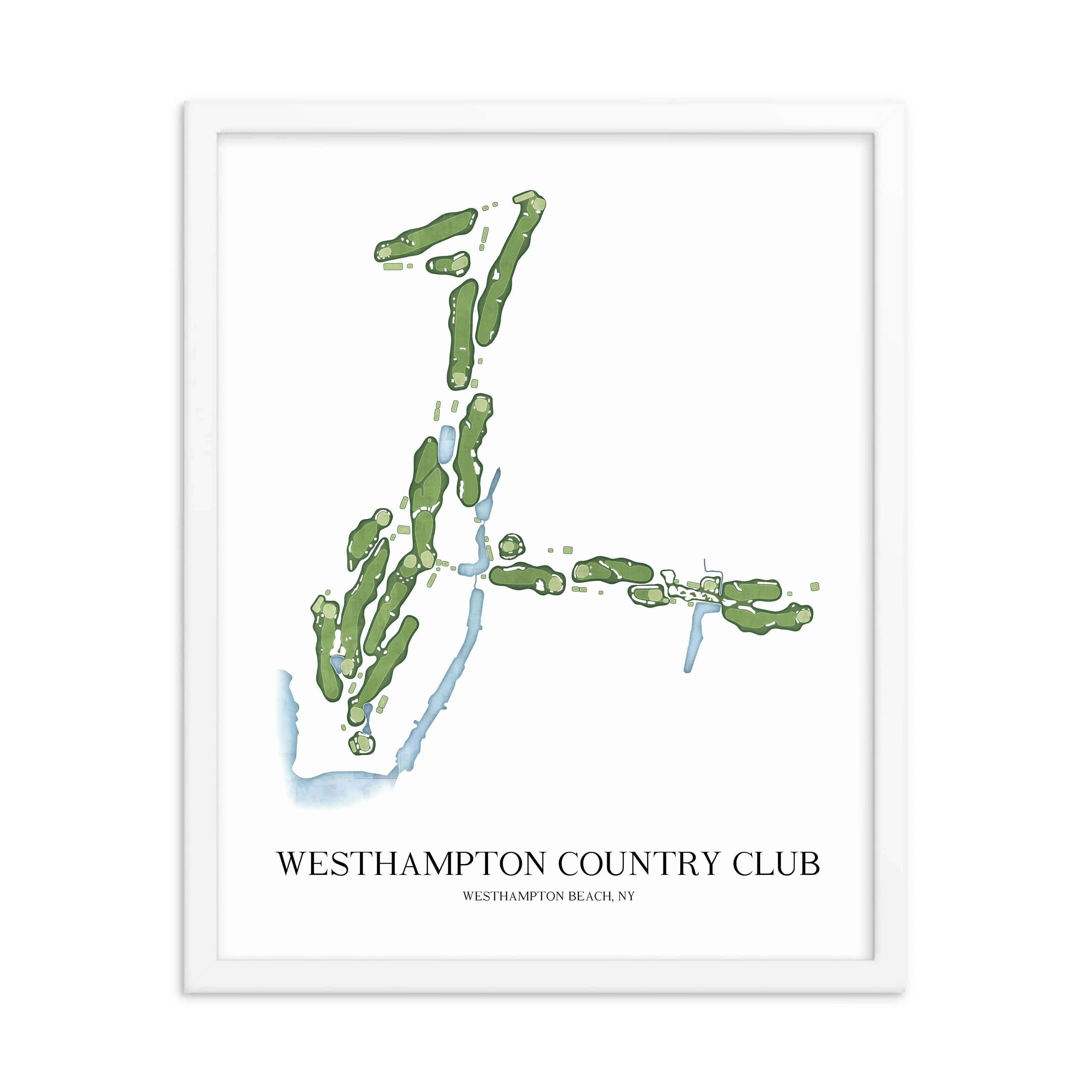 The 19th Hole Golf Shop - Golf Course Prints -  Westhampton Country Club Golf Course Map Golf Map