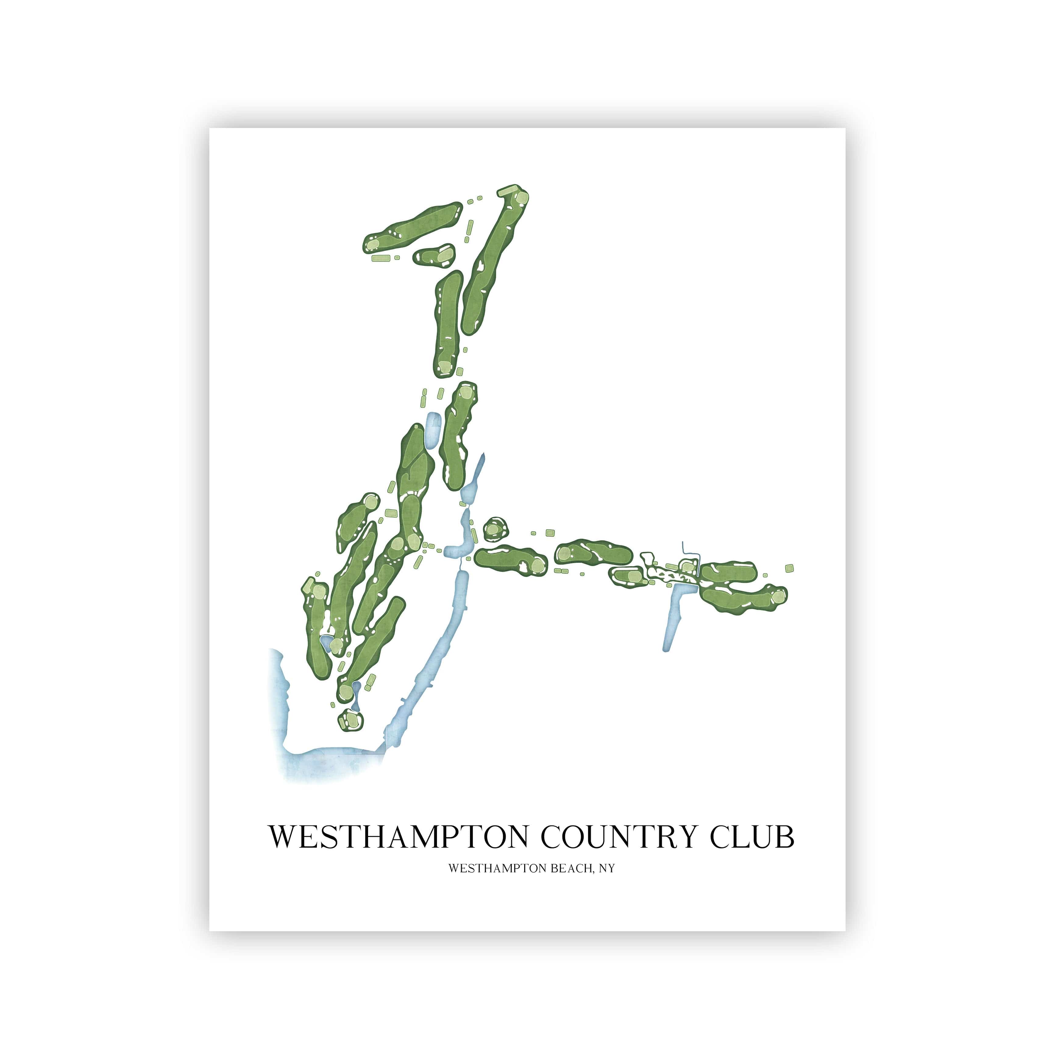 The 19th Hole Golf Shop - Golf Course Prints -  Westhampton Country Club Golf Course Map Golf Map