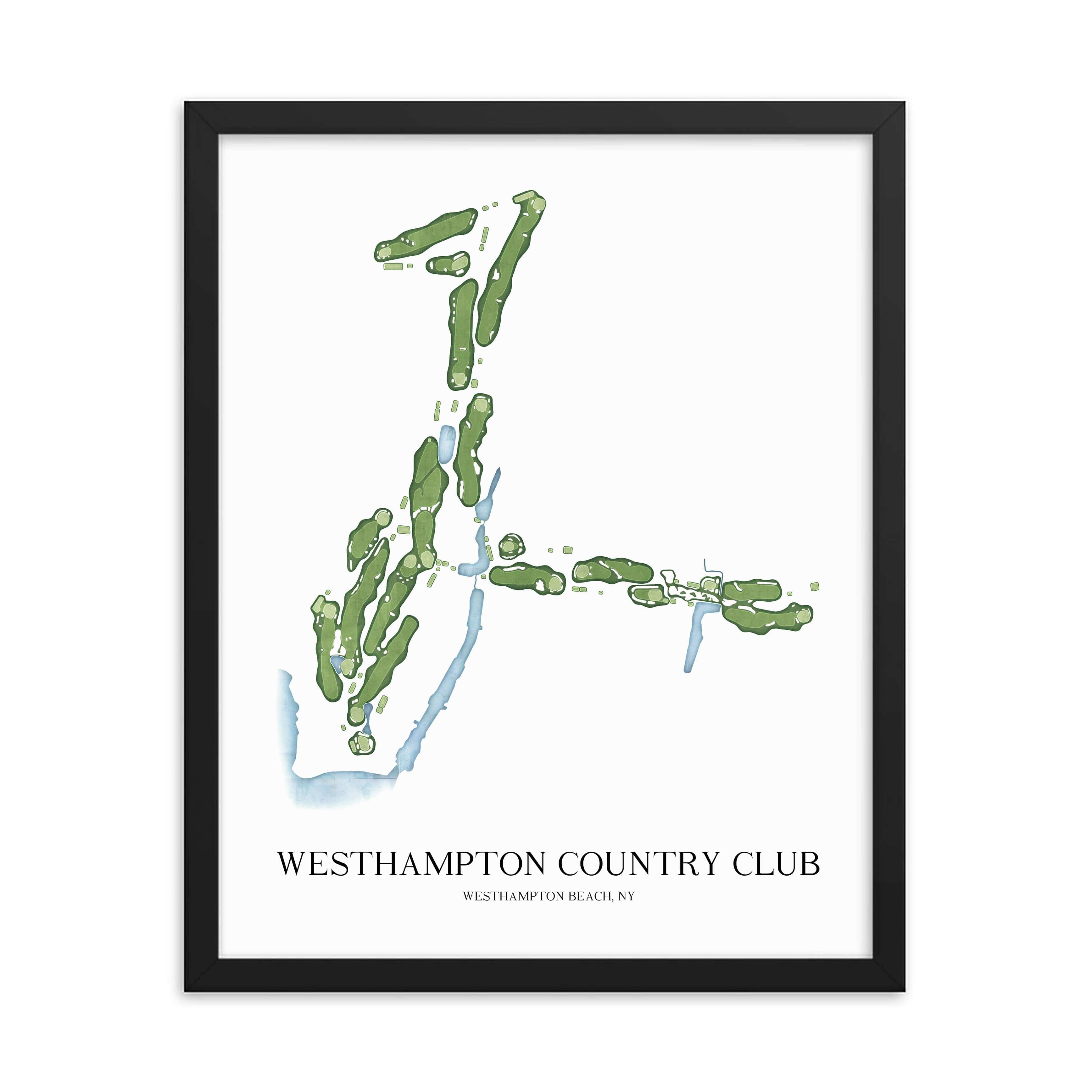 The 19th Hole Golf Shop - Golf Course Prints -  Westhampton Country Club Golf Course Map Golf Map