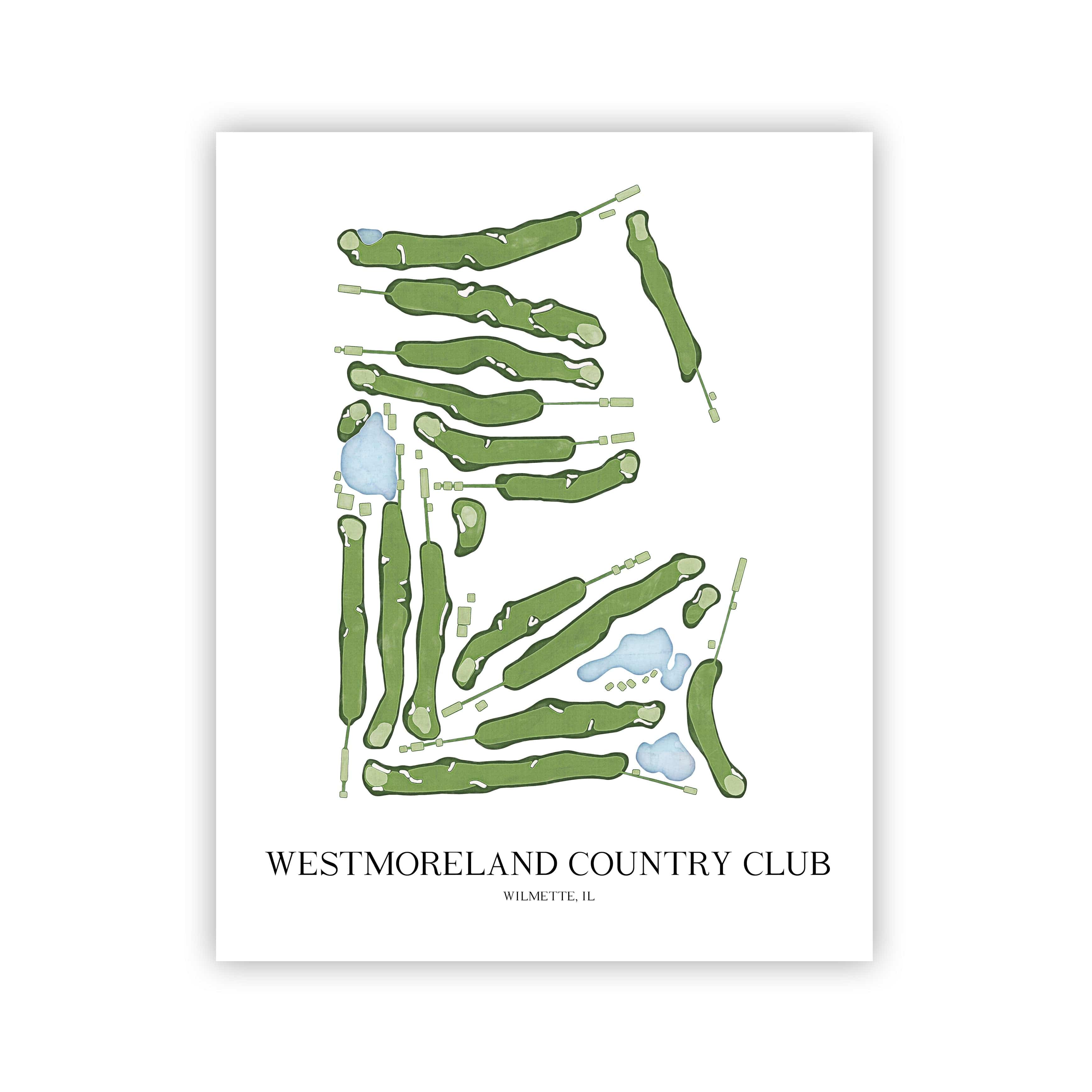 The 19th Hole Golf Shop - Golf Course Prints -  Westmoreland Country Club Golf Course Map Golf Map