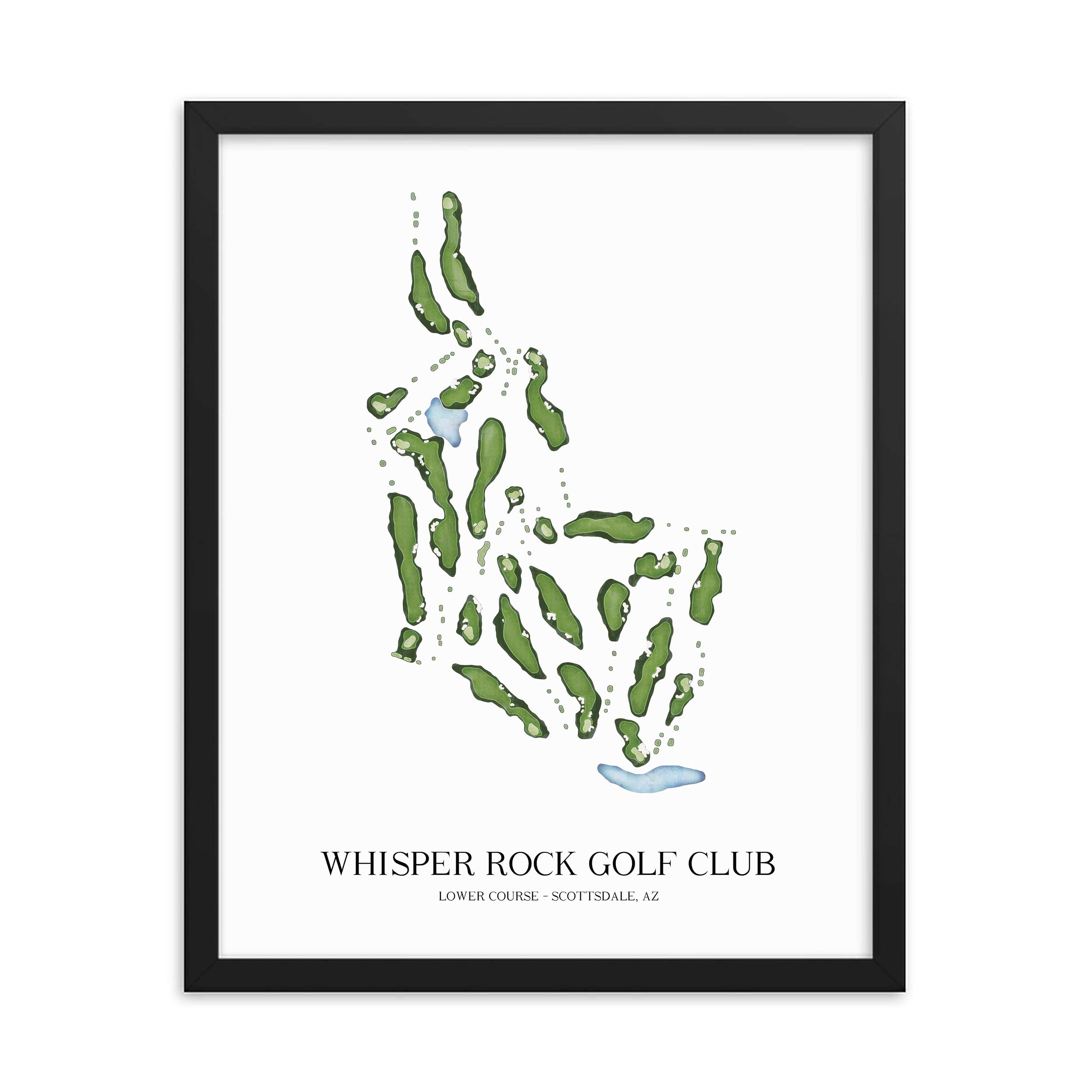 The 19th Hole Golf Shop - Golf Course Prints -  Whisper Rock Golf Club - Lower Course Golf Course Map Golf Map