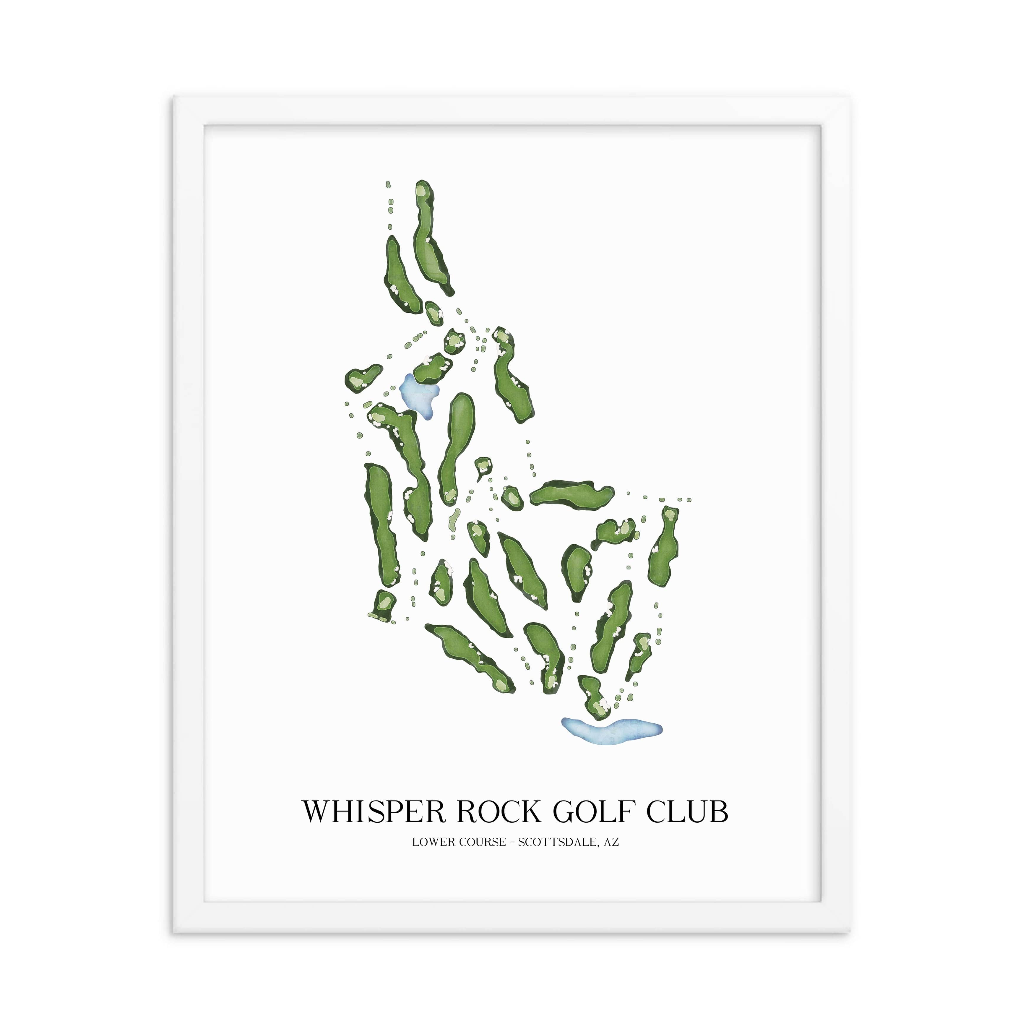 The 19th Hole Golf Shop - Golf Course Prints -  Whisper Rock Golf Club - Lower Course Golf Course Map Golf Map