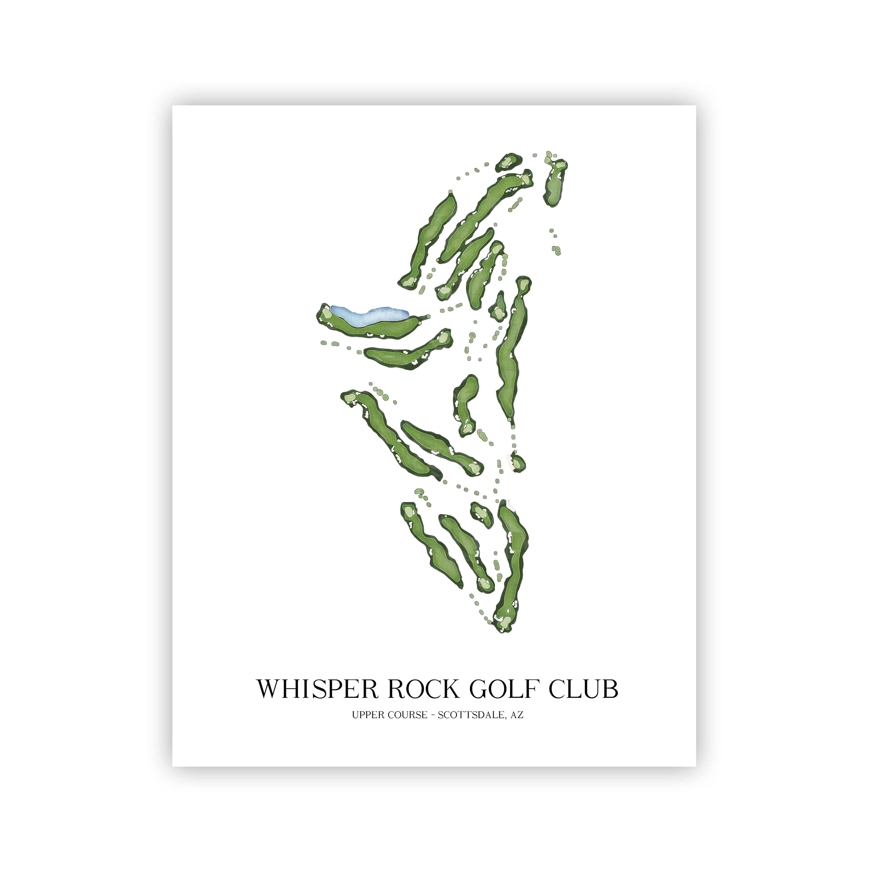 The 19th Hole Golf Shop - Golf Course Prints -  Whisper Rock Golf Club - Upper Course Golf Course Map Golf Map