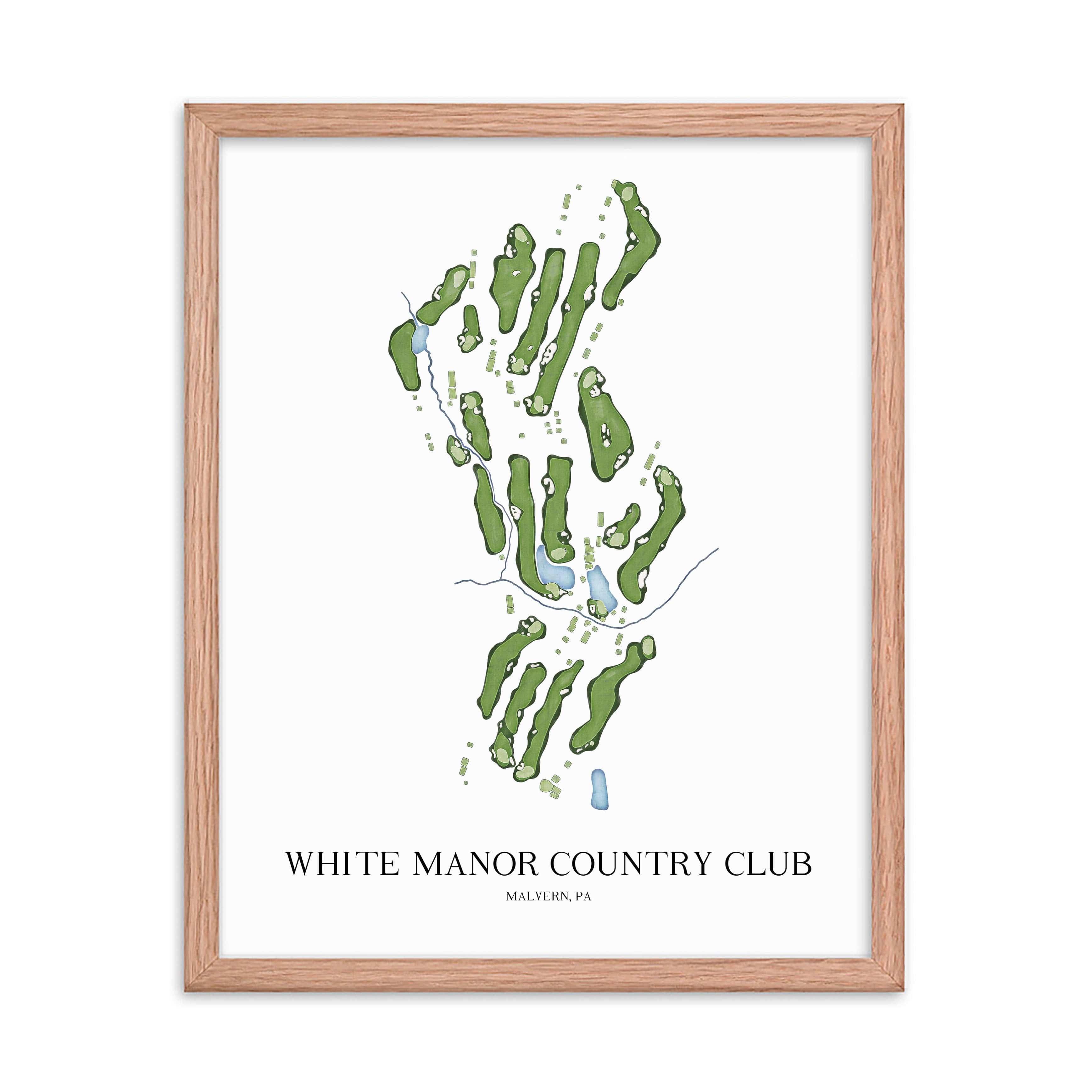 The 19th Hole Golf Shop - Golf Course Prints -  White Manor Country Club Golf Course Map Golf Map