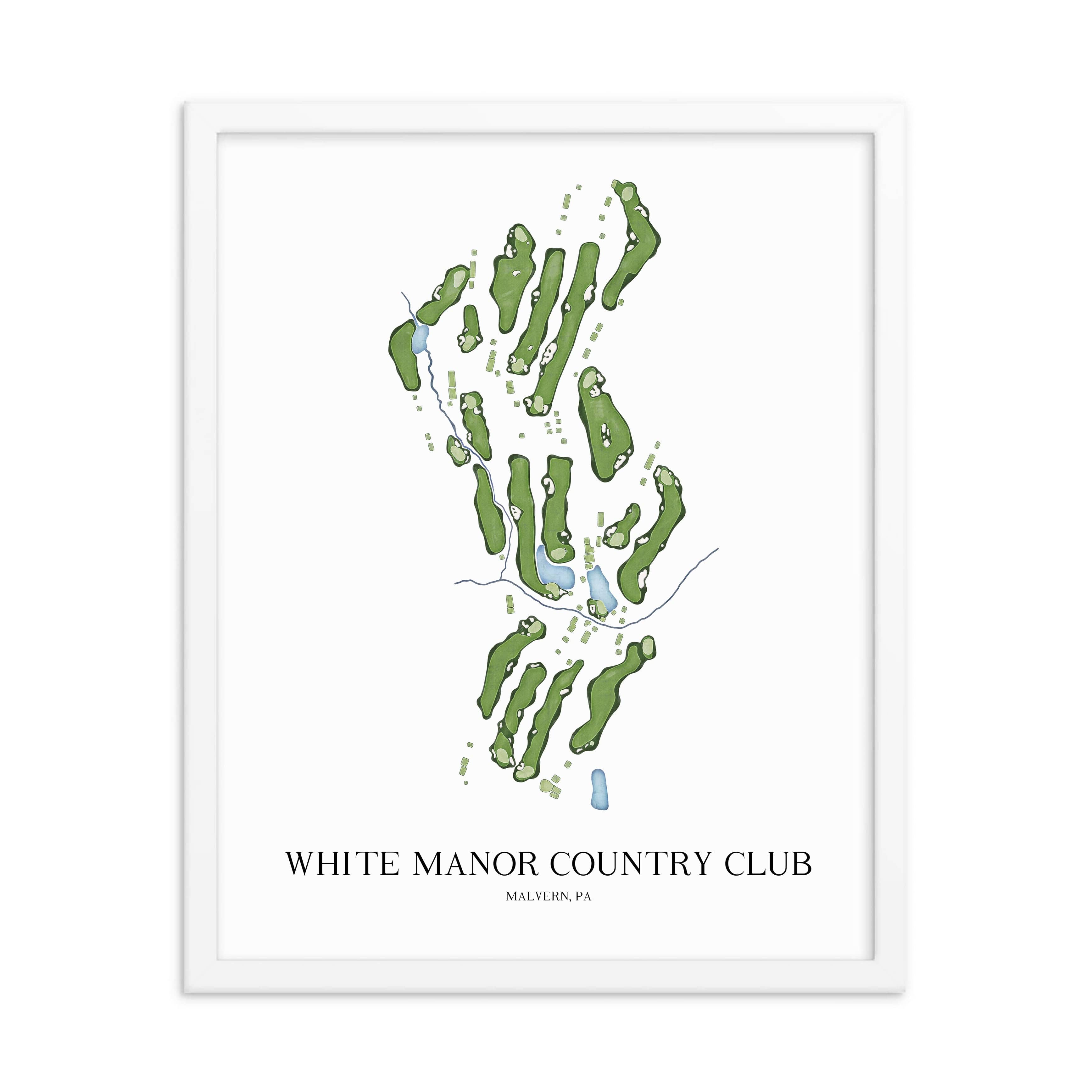 The 19th Hole Golf Shop - Golf Course Prints -  White Manor Country Club Golf Course Map Golf Map