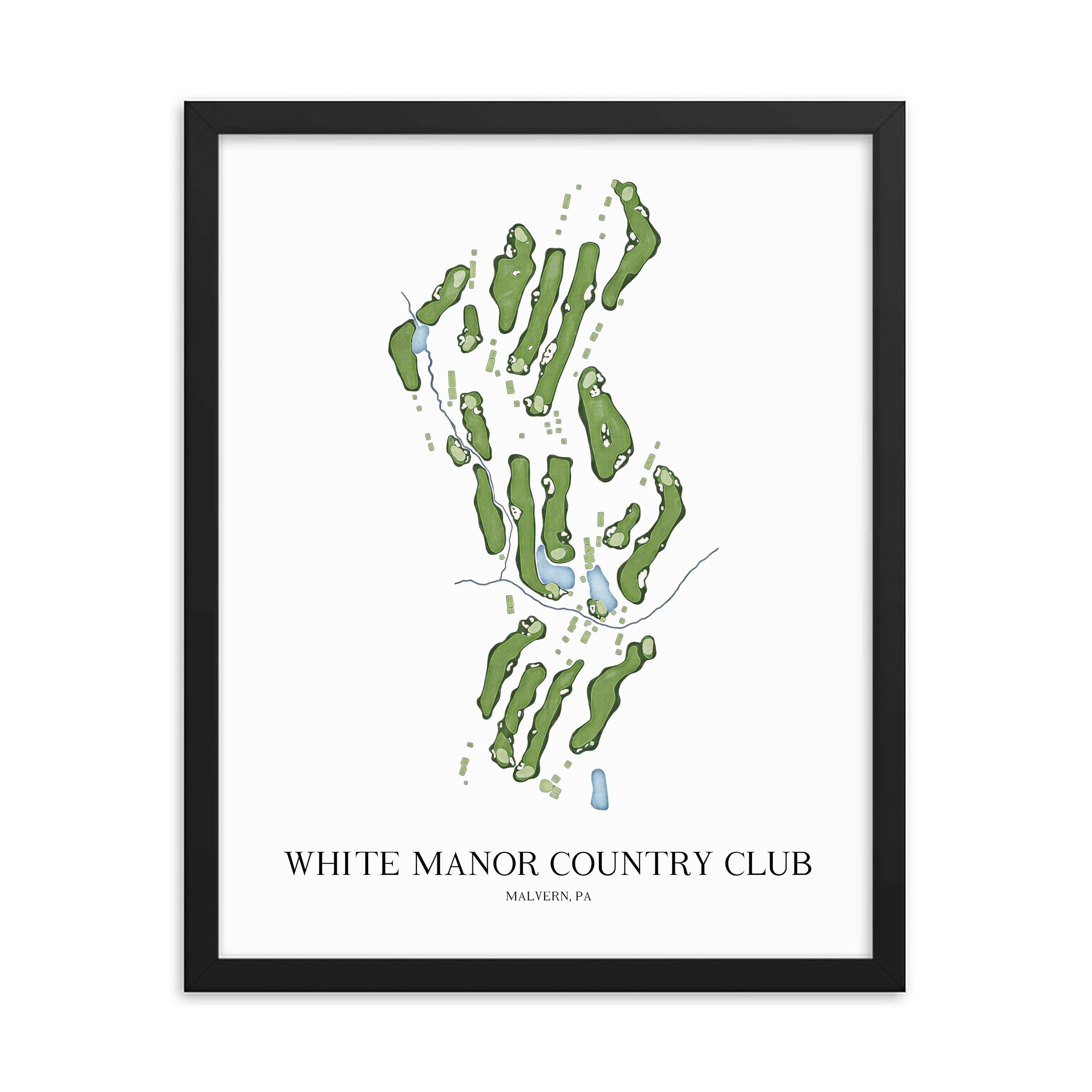 The 19th Hole Golf Shop - Golf Course Prints -  White Manor Country Club Golf Course Map Golf Map