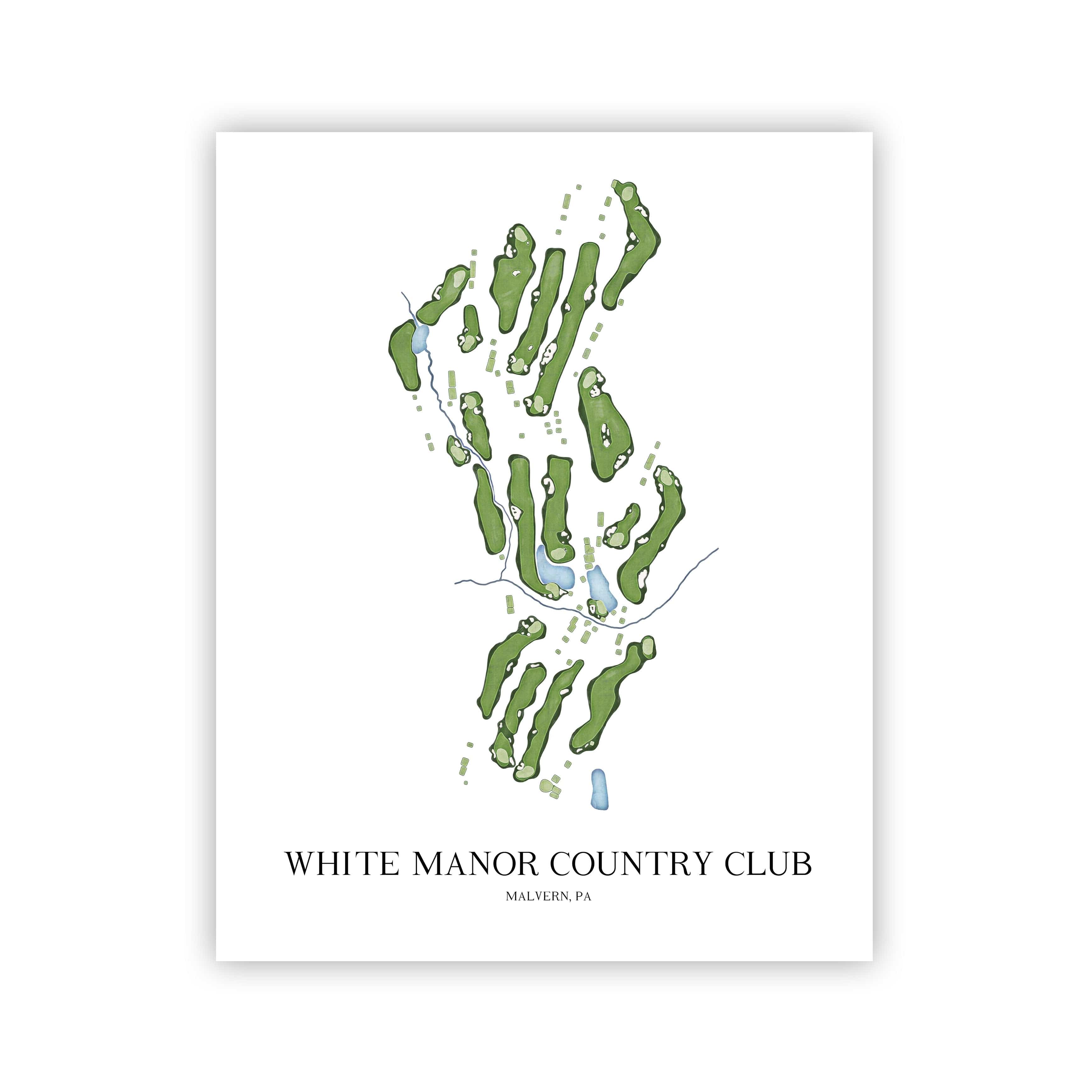 The 19th Hole Golf Shop - Golf Course Prints -  White Manor Country Club Golf Course Map Golf Map