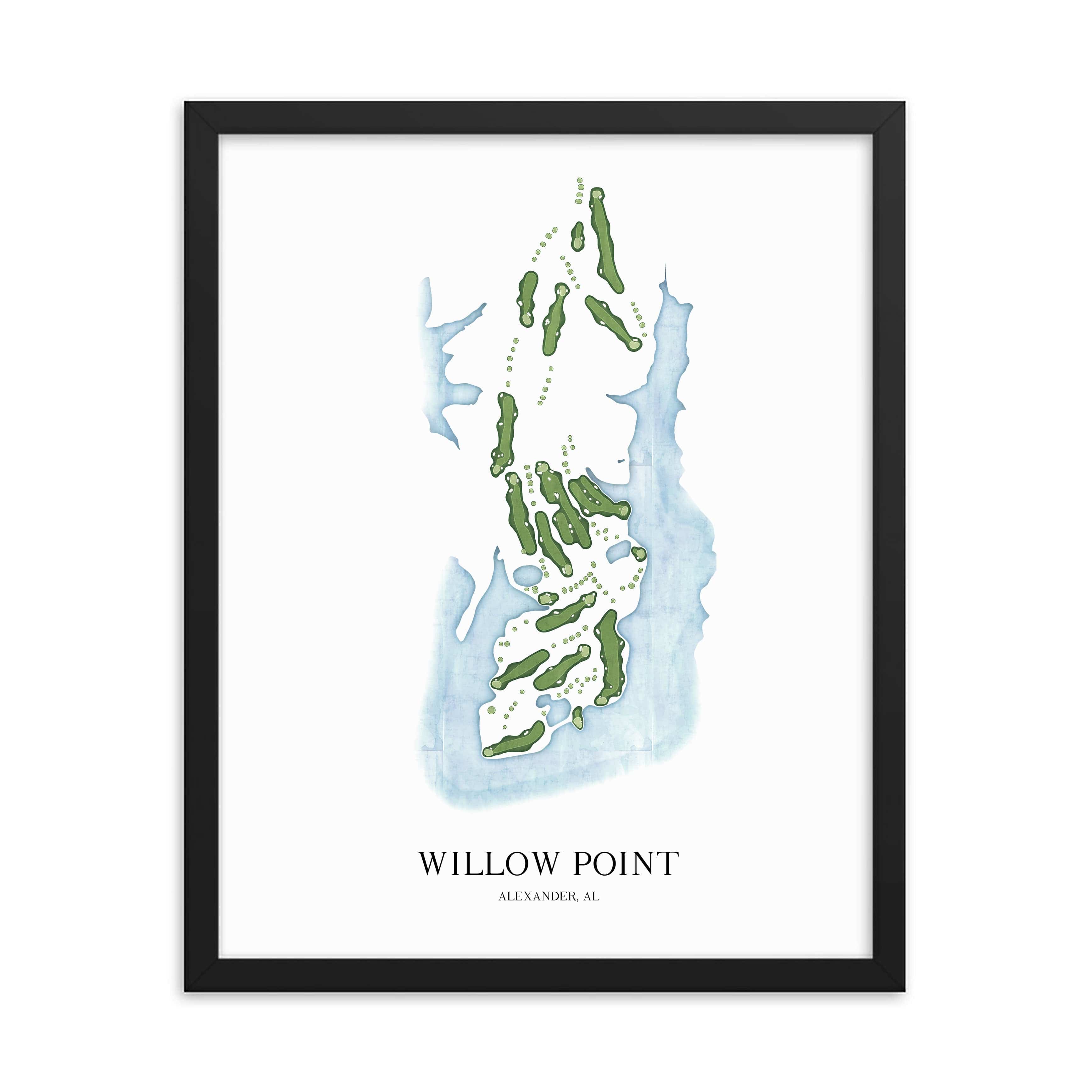 The 19th Hole Golf Shop - Golf Course Prints -  Willow Point Golf Course Map Golf Map