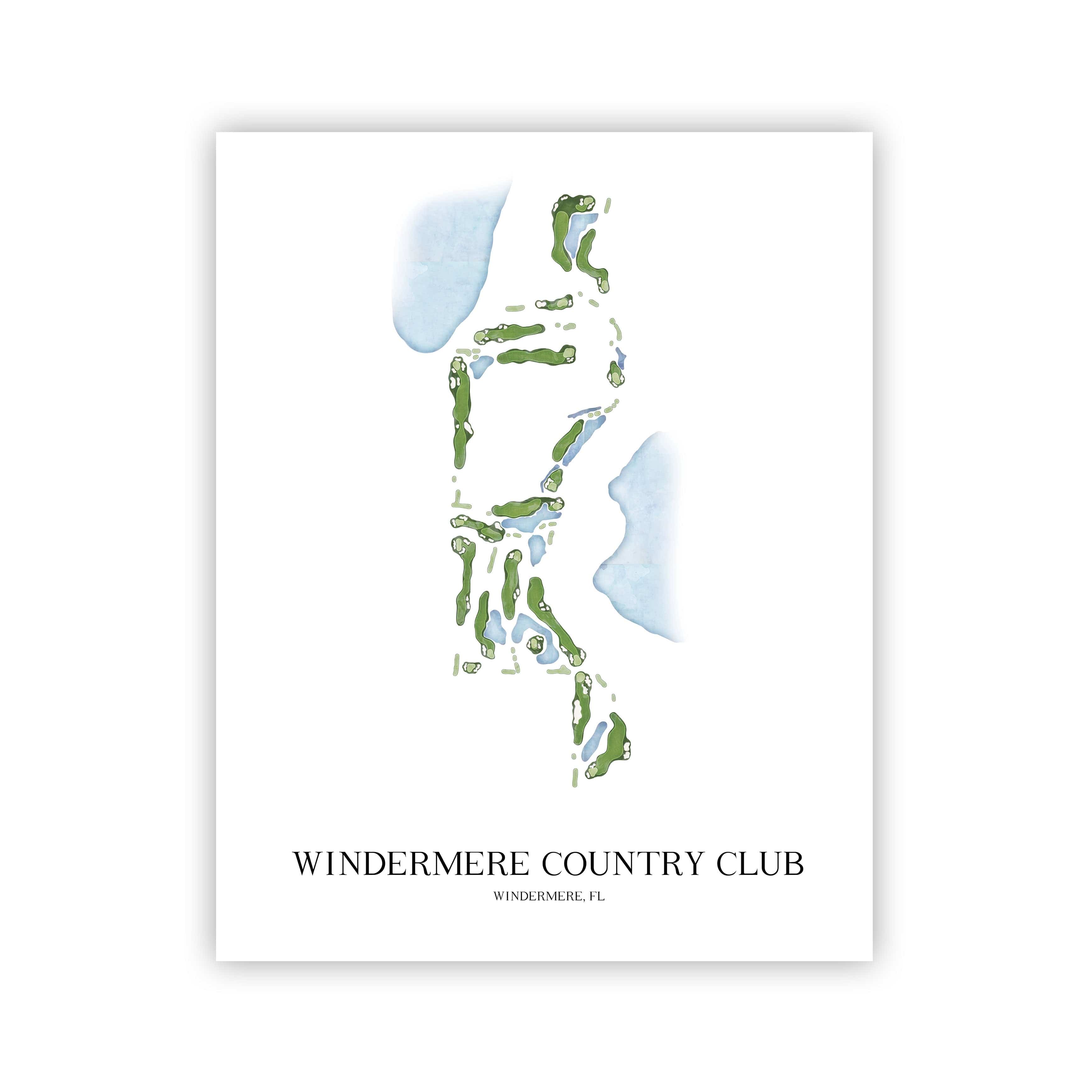 The 19th Hole Golf Shop - Golf Course Prints -  Windermere Country Club Golf Course Map Golf Map