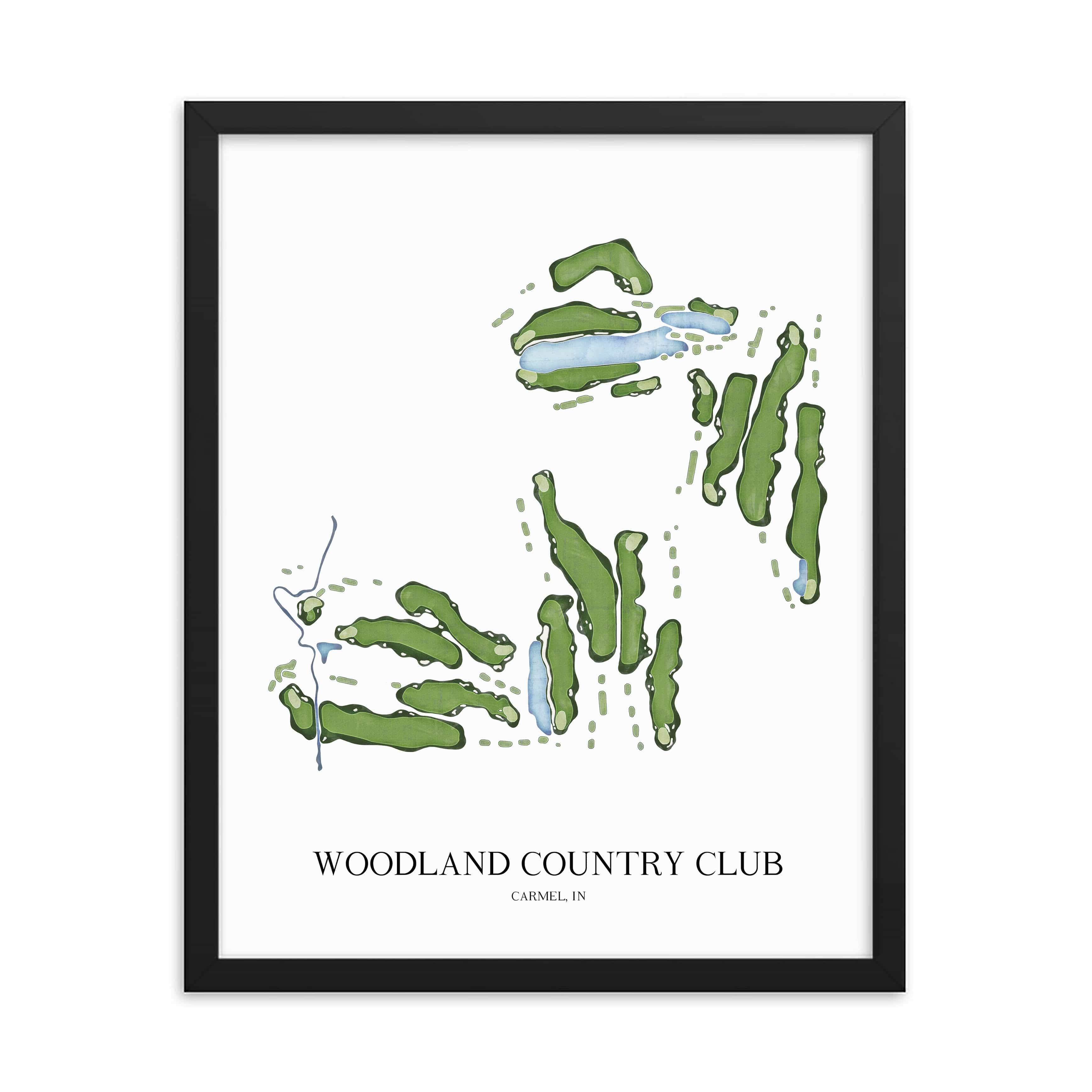 The 19th Hole Golf Shop - Golf Course Prints -  Woodland Country Club Golf Course Map Golf Map