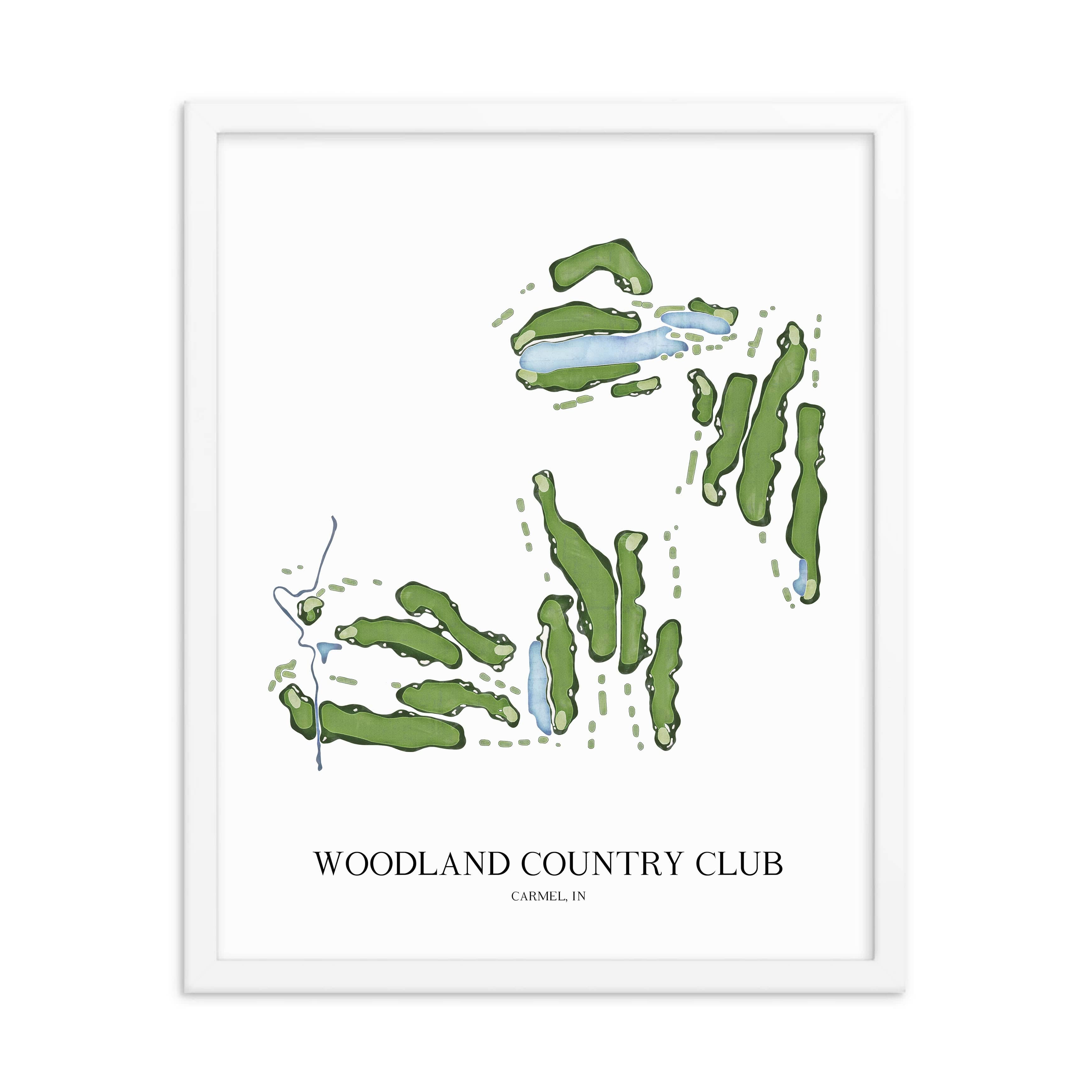 The 19th Hole Golf Shop - Golf Course Prints -  Woodland Country Club Golf Course Map Golf Map