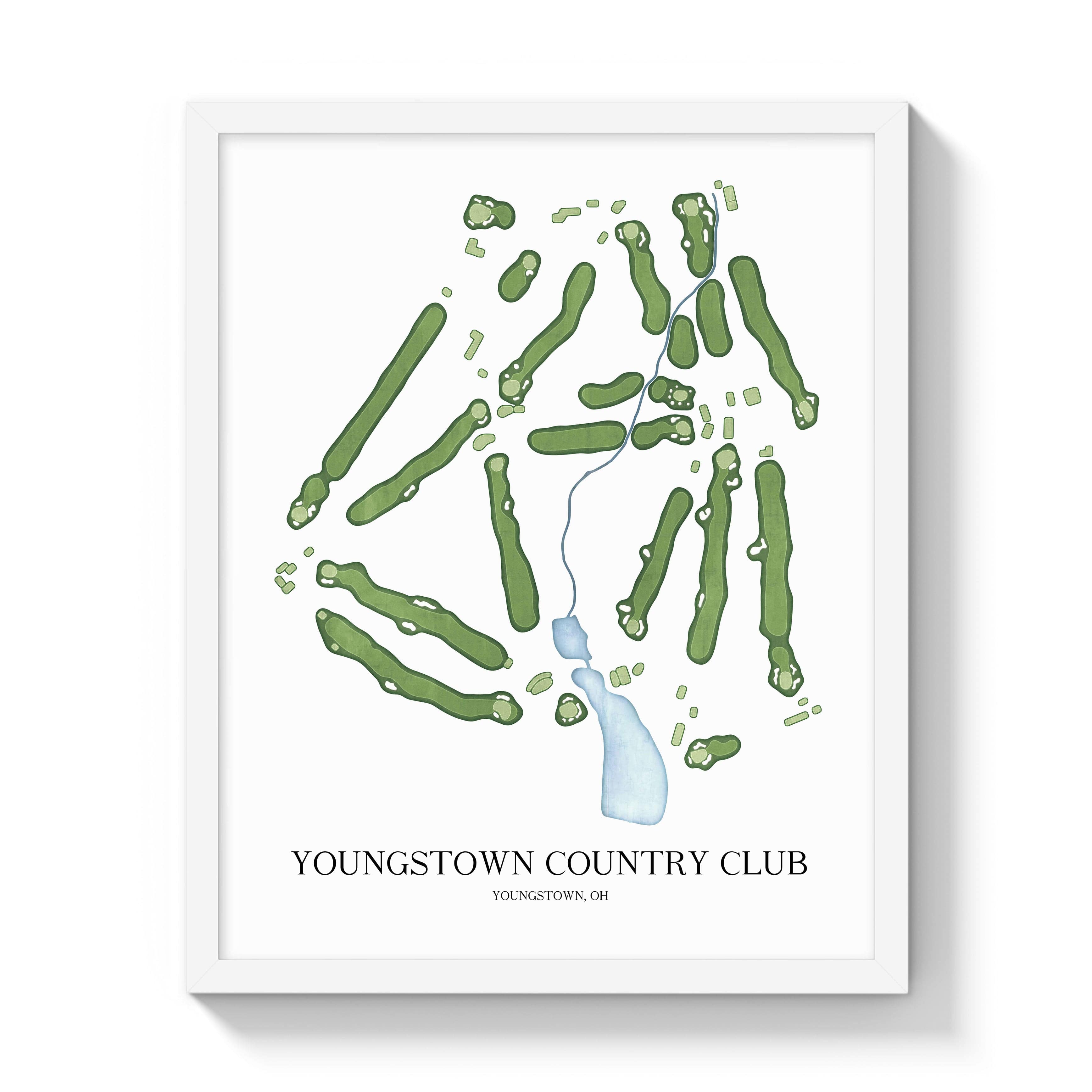 The 19th Hole Golf Shop - Golf Course Prints -  Youngstown Country Club Golf Course Map Golf Map