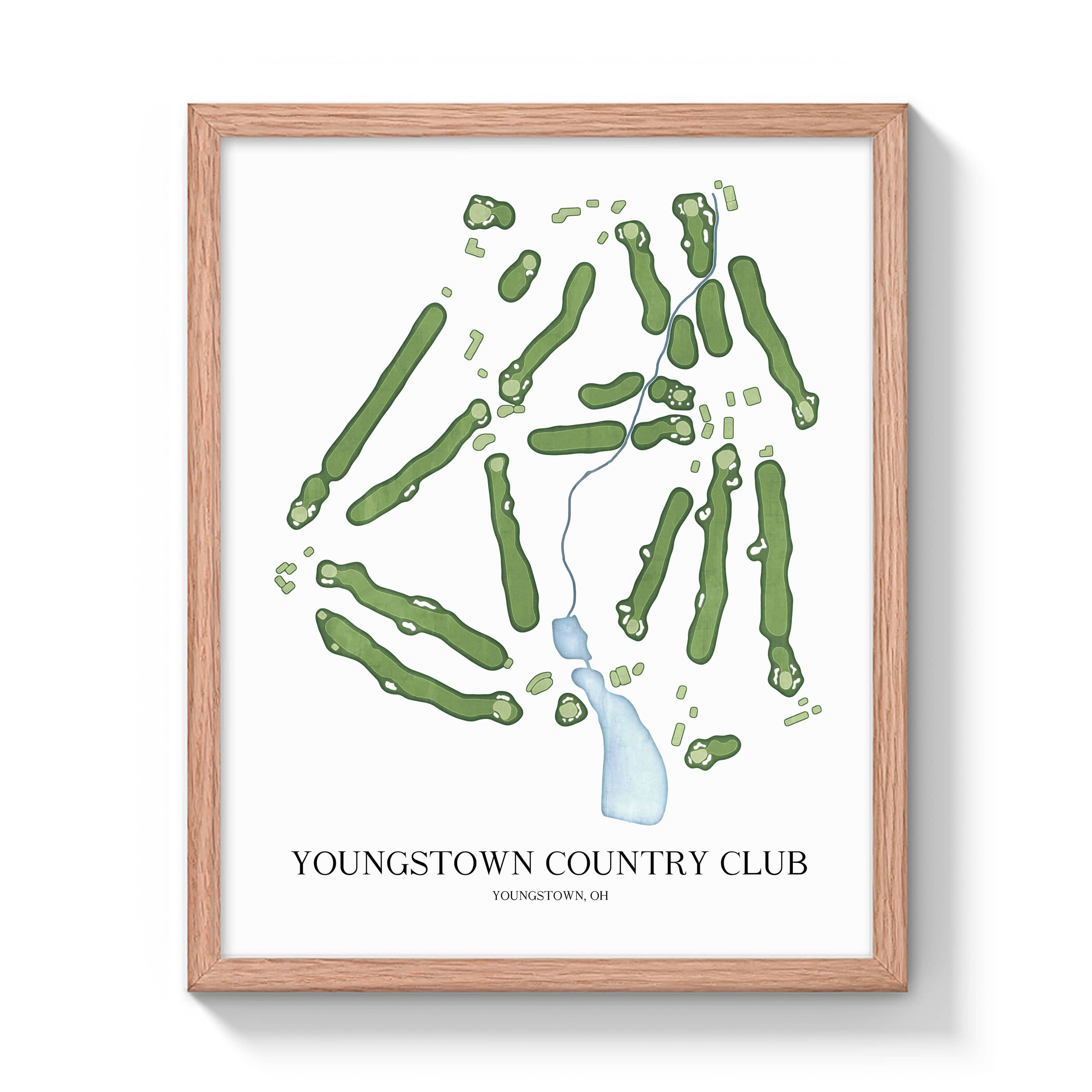 The 19th Hole Golf Shop - Golf Course Prints -  Youngstown Country Club Golf Course Map Golf Map